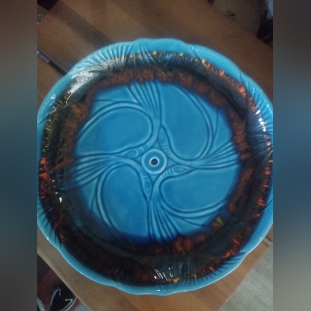 Maurice Of California artistic Blue and Black Decorative Plate 11"